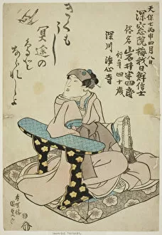 Prayer Beads Gallery: Memorial Portrait of the Actor Iwai Hanshiro VI, 1836. Creator: Utagawa Kunisada