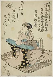 Shini E Prints: Memorial Portrait of the Actor Iwai Hanshiro VI, 1836. Creator: Utagawa Kunisada