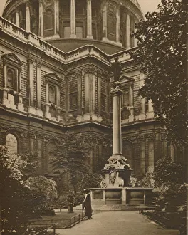 Arthur St John Prints: Memorial in St. Pauls Churchyard of the Cross Destroyed By The Roundheads, c1935
