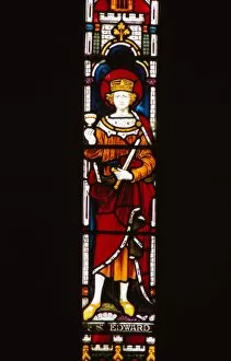 Edward The Martyr Gallery: Memorial window in church to King Edward, Corfe Castle, Dorset, 20th century. Artist: CM Dixon