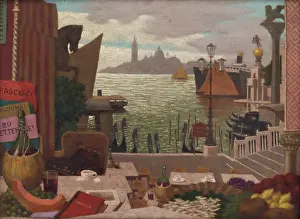 Gondolas Prints: Memories of Venice, 1921. Creator: Milan Thomka Mitrovsky