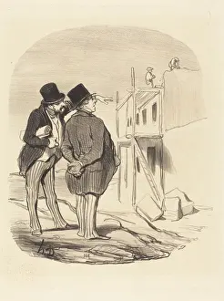 Construction Site Prints: Two men amid ruins, 19th century. Creator: Honore Daumier