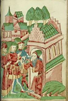 Diebold Lauber Prints: Three Men Approach a Hermit; Barlaam und Josaphat