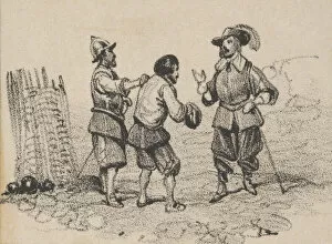 Argument Gallery: Three men arguing, mid-19th century. Creator: Victor Adam