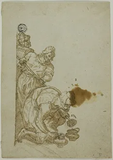Bending Down Prints: Three Men, One Bending Over Vessels, n.d. Creator: Unknown