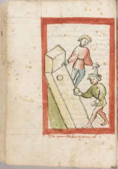 Two men bowling. From Der Renner by Hugo von Trimberg, 1411-1413 Two men bowling. From Der Renner by Hugo von Trimberg, 1411-1413