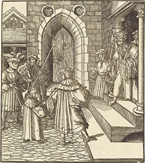 Kaiser Maximilian I Prints: Three Men and a Boy in the Court of a Castle