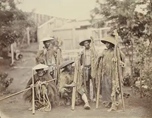 Crouching Prints: Five Men, c1885. Creator: Unknown