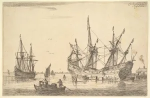 Men Caulking the Hull of a Ship, 17th century. Creator: Reinier Zeeman Men Caulking the Hull of a Ship, 17th century. Creator: Reinier Zeeman