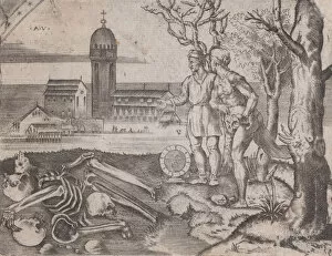 Agostino Veneziano Gallery: Two Men at a Cemetery, ca. 1514-36. Creator: Agostino Veneziano