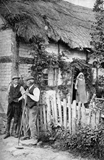Images Dated 4th December 2009: Two men chatting outside a cottage, near Lucton, Herefordshire, c1922.Artist: AW Cutler