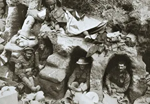 Dugout Prints: Our men are very comfortable in the old German dug-outs, France, World War I, 1916