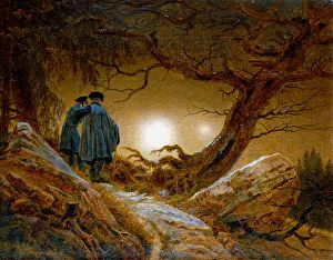 Caspar David Friedrich Gallery: Two Men Contemplating the Moon, c1825-1830. Artist: Caspar David Friedrich