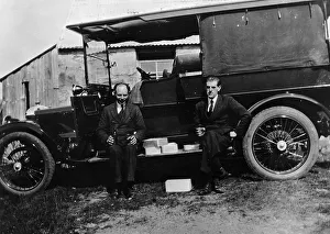 Running Board Prints: Two men with a Daimler shooting brake, 1914