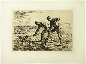 Irrigation Prints: Two Men Digging, 1855–56. Creator: Jean Francois Millet