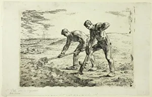 Irrigation Prints: Two Men Digging, 1855–56. Creator: Jean Francois Millet