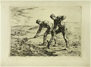 Irrigation Prints: Two Men Digging, 1855–56. Creator: Jean Francois Millet