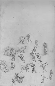 Men Digging, Carrying Earth, Etc. c1480 (1945). Artist: Leonardo da Vinci