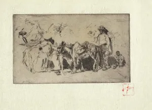 Horse Riding Prints: Men and Donkeys, Rome, 1880. Creator: Robert Frederick Blum
