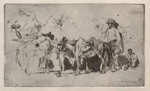 Robert Frederick Blum American Prints: Men and Donkeys, Rome, 1880. Creator: Robert Frederick Blum (American, 1857-1903)