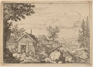 Albert Van Everdingen Gallery: Two Men in the Doorway of a Hut, probably c. 1645 / 1656. Creator: Allart van Everdingen