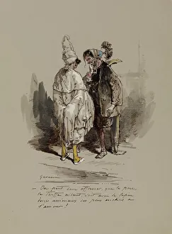 Comic Prints: Two Men in Fancy Dress Costumes, 1804-1866. Creator: Paul Gavarni