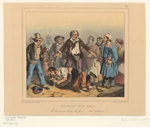 Brawl Prints: Men fighting, 1837. Creator: Clément Pruche