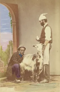 Two men and a goat, about 1865. Creator: Giorgio Sommer