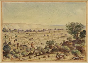 Hunter Gatherer Prints: Men Hunting Rabbits, 20th century. Creator: Unknown