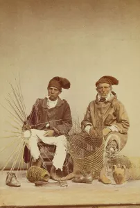 Sommer Giorgio Prints: Two men making baskets, 1865-1870. Creator: Giorgio Sommer