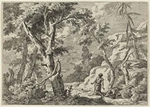 Penitent Prints: Two Men Penitent in the Wilderness, 1730. Creator: Marco Ricci