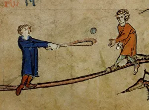 Ball Game Prints: Men playing a ball game, c1301. Creator: Unknown