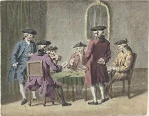 Men playing cards in an interior, 1735-1800. Creator: Pieter Louw