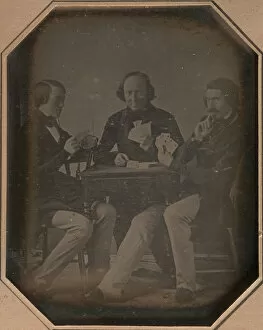 And F Gallery: Three Men Playing Cards, March, 1842. Creator: William Langenheim
