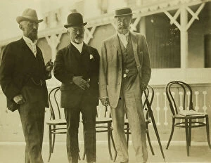 Journalist Collection: Three men, probably journalists, full-length portrait, facing front, 1905. Creator: Unknown