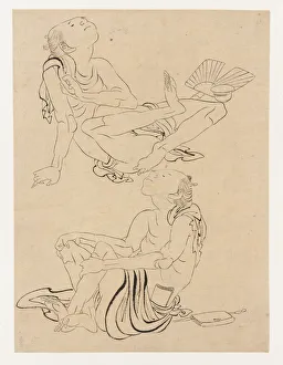 Two men relaxing in summer, Edo period, 19th century. Creator: Hokusai