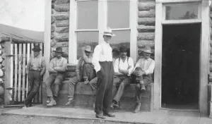 Yukon Prints: Men resting, between c1900 and 1916. Creator: Unknown