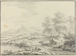 Johann Christoph Dietzsch Prints: Two Men Resting near a Lake. Creator: Johann Christoph Dietzsch
