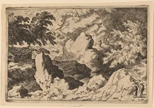 Albert Van Everdingen Gallery: Three Men on a Rock, probably c. 1645 / 1656. Creator: Allart van Everdingen