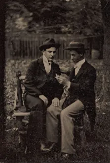 Two Men Seated on a Bench, One with His Hand on the Leg of the Other, 1870s-80s Two Men Seated on a Bench, One with His Hand on the Leg of the Other, 1870s-80s