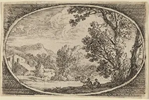 Swanevelt Herman Van Prints: Two Men Seated Near the Waterside. Creator: Herman van Swanevelt