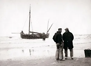 Batkin Prints: Men on the shore, Scheveningen, Netherlands, 1898. Artist: James Batkin