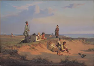 Martin Rorbye Prints: Men of Skagen on a summer evening in good weather, 1848. Creator: Martinus Rorbye