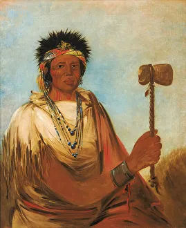 Men-són-se-ah, Left Hand, a Warrior, 1830. Creator: George Catlin Men-són-se-ah, Left Hand, a Warrior, 1830. Creator: George Catlin