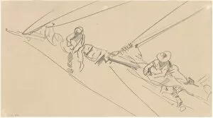 Adjusting Gallery: Men on a Spar, c. 1876. Creator: John Singer Sargent