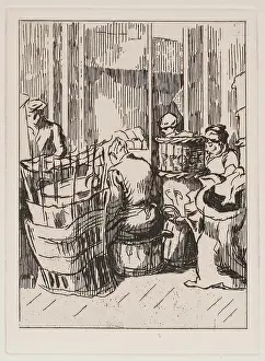 Modernism Prints: Men and Women with Baskets, c1930s. Creator: Therese Lessore
