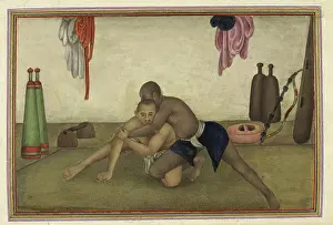 Wrestling Prints: Two men wrestling, 1825. Creator: Anon