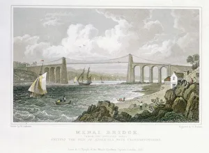 Menai Bridge (from the Anglesea Side), 1830. Artist: Thomas Barber