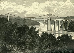 Structure Collection: The Menai Suspension Bridge, 1898. Creator: Unknown