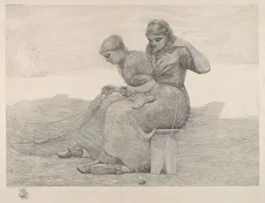 Mending Collection: Mending Nets, 1888. Creator: Winslow Homer